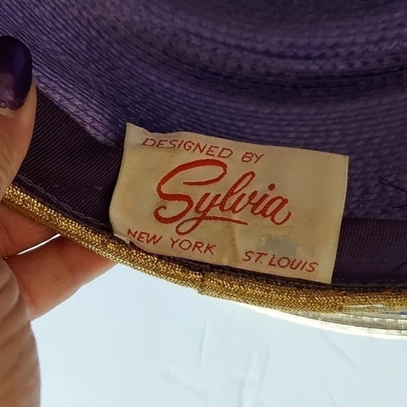 Vintage Sylvia Purple Gold Unique Woven Hat - Picture 7 of 9